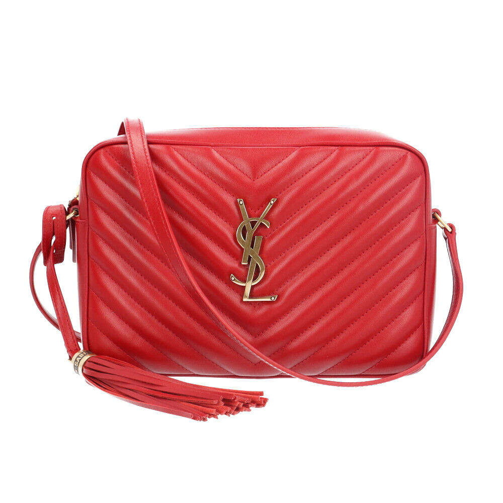 サンローラン ルーカメラバッグ ショルダーバッグ サンローラン レザー 612544 レッド レディース SAINT LAURENT 中古