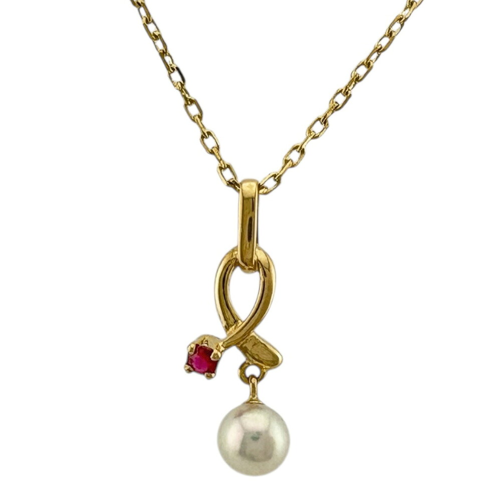 ミキモト ネックレス ミキモト 18金 パール ルビー レディース MIKIMOTO 中古