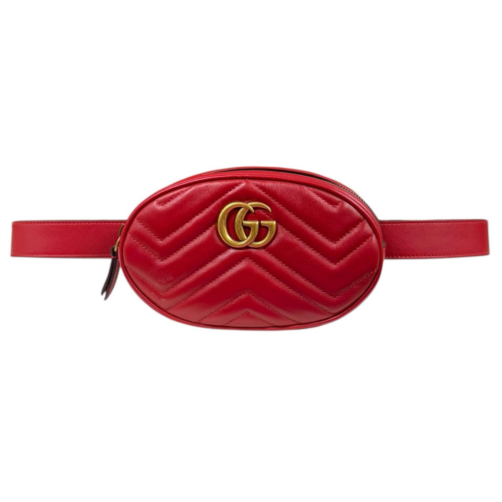 グッチ GGマーモント 酉の方角御徒面子 グッチ なめし革 476434 赤いこと レディース GUCCI 中古
