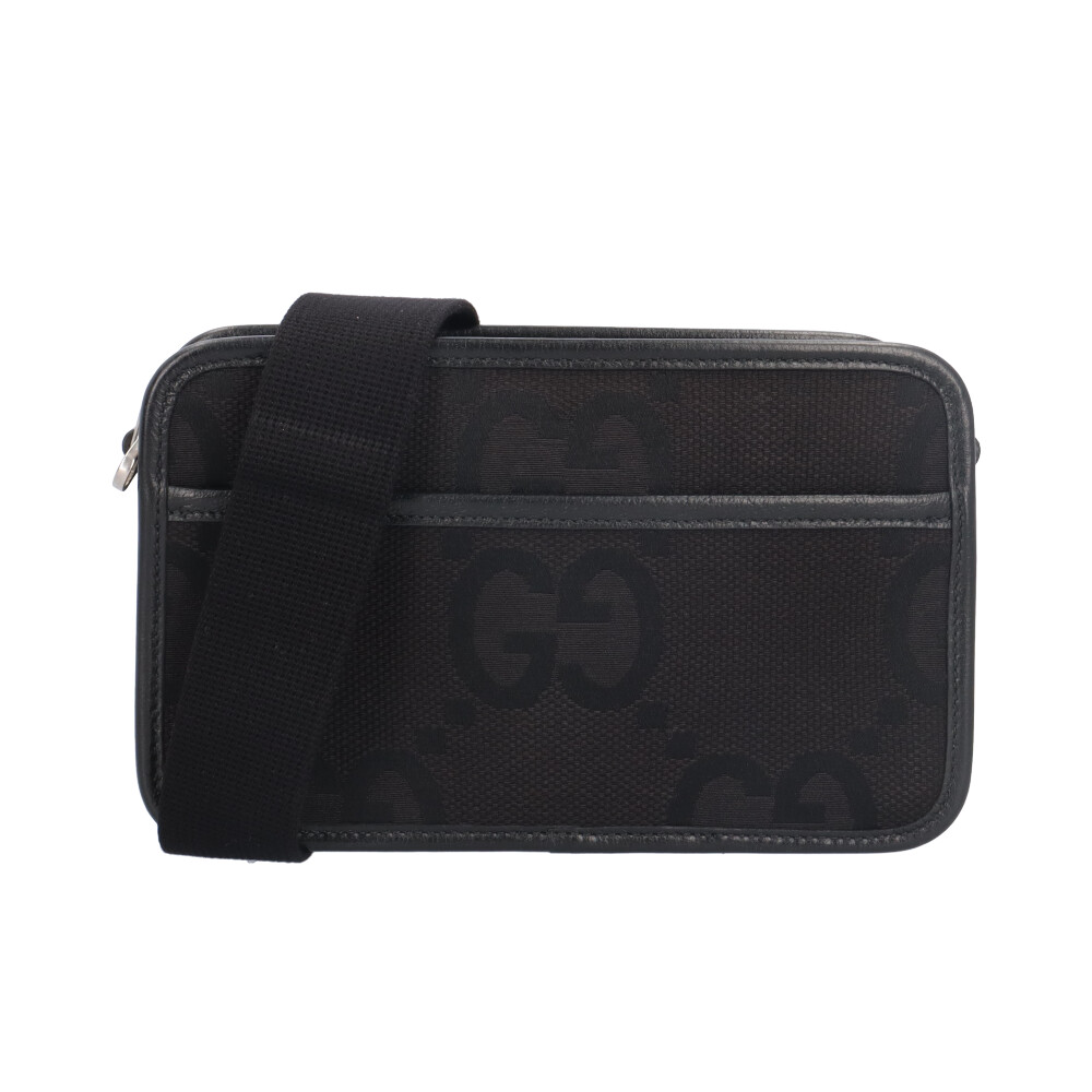 グッチ ジャンボGG ショルダーバッグ グッチ GG帆布 696075 黒いこと レディース GUCCI 中古