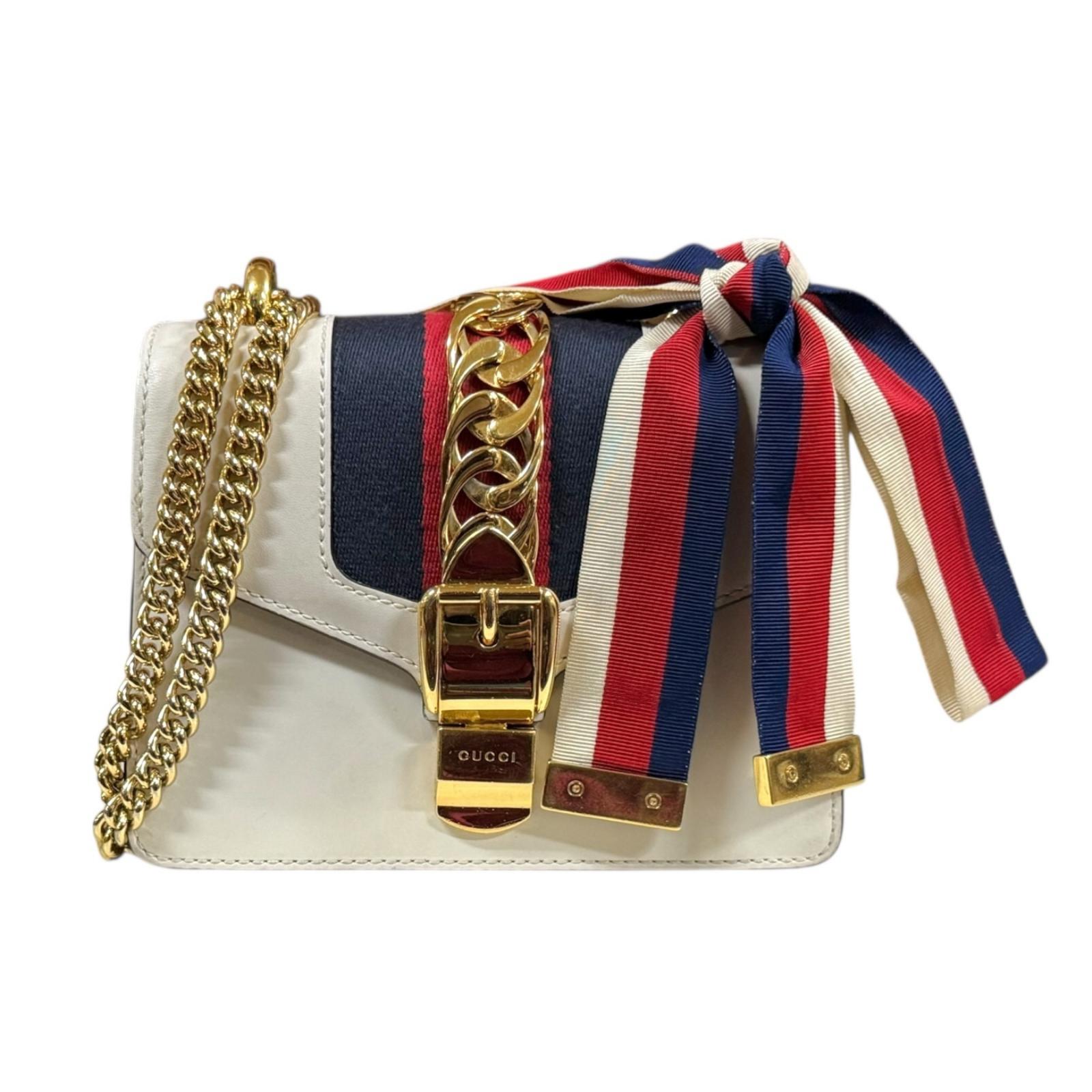 グッチ シルヴィ ミニ ショルダーバッグ グッチ なめし革 431666 白いこと レディース GUCCI 中古チェーン店