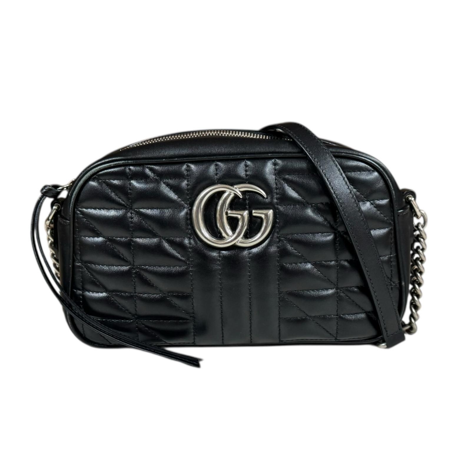 グッチ GGマーモント ショルダーバッグ グッチ なめし革 447632 黒いこと レディース GUCCI 中古