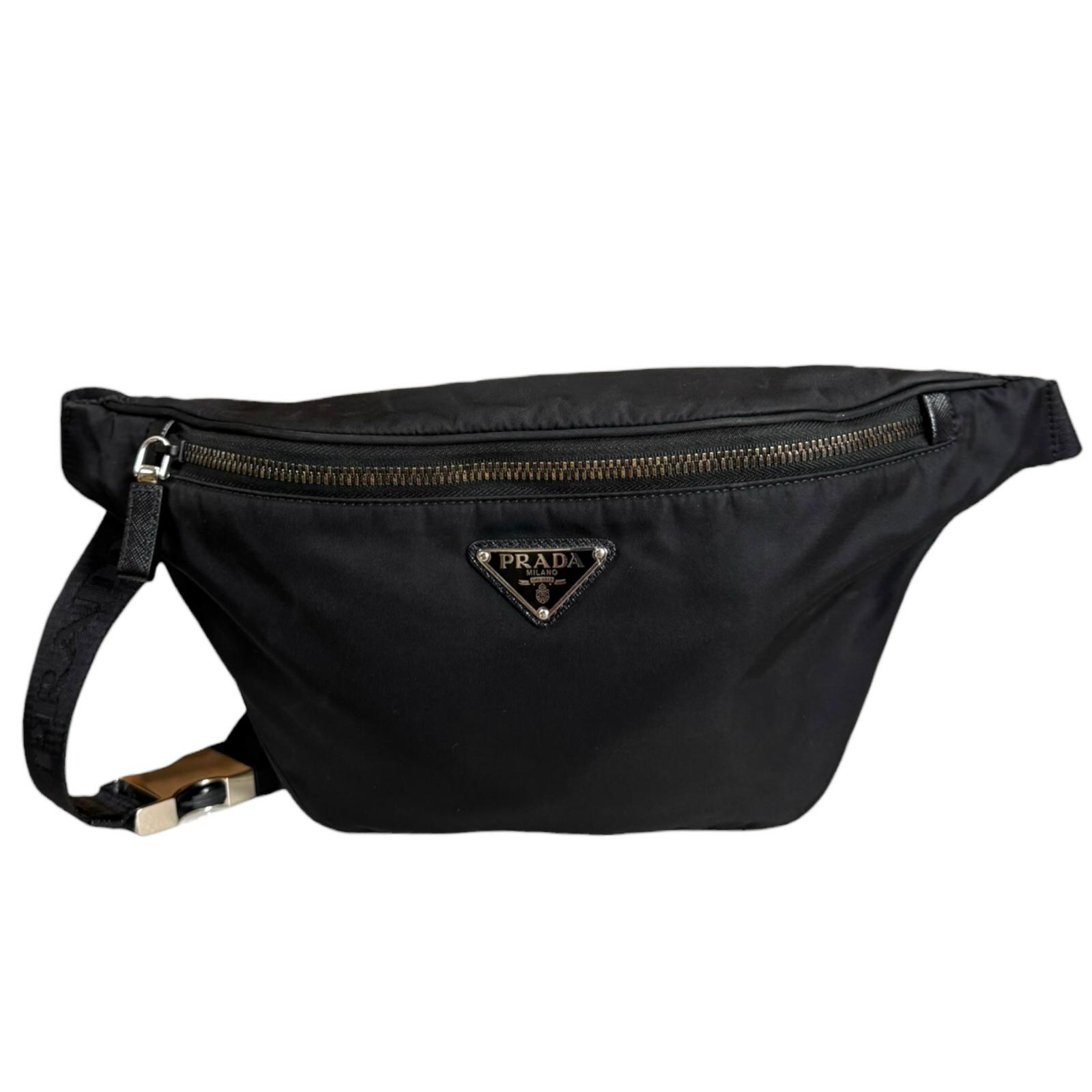 プラダ サフィアーノレザー ベルトバッグ ボディバッグ プラダ リナイロン 2VL033 ブラック メンズ PRADA 中古