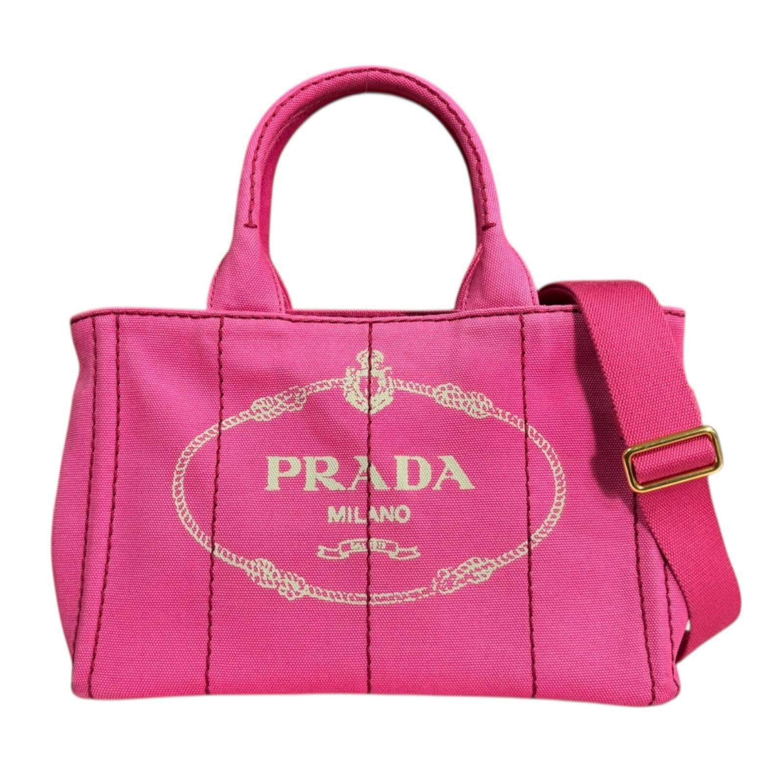 プラダ カナパトートSS ショルダーバッグ プラダ 帆布 1BG439 サクラ色 レディース PRADA 中古2way