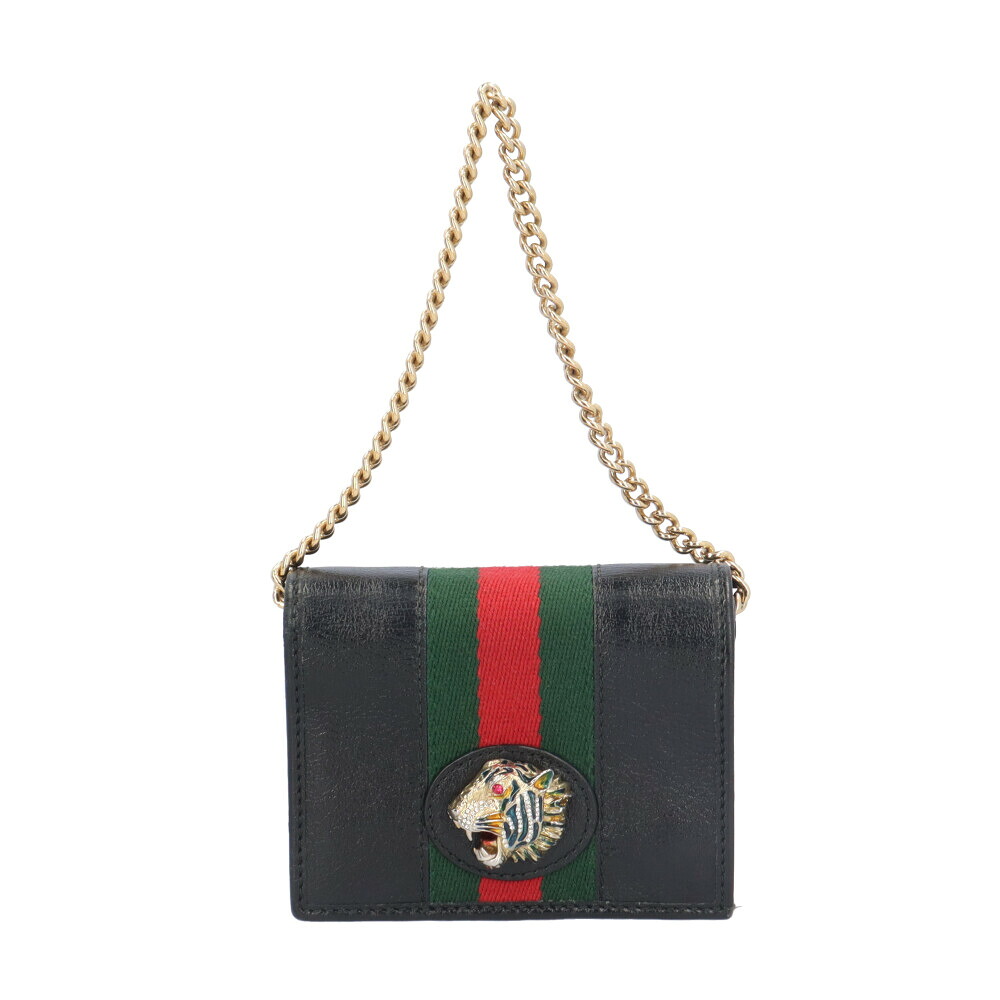 グッチ ラジャ 二つ折り紙入れ グッチ なめし革 573790 レディース GUCCI 中古チェーンウォレット