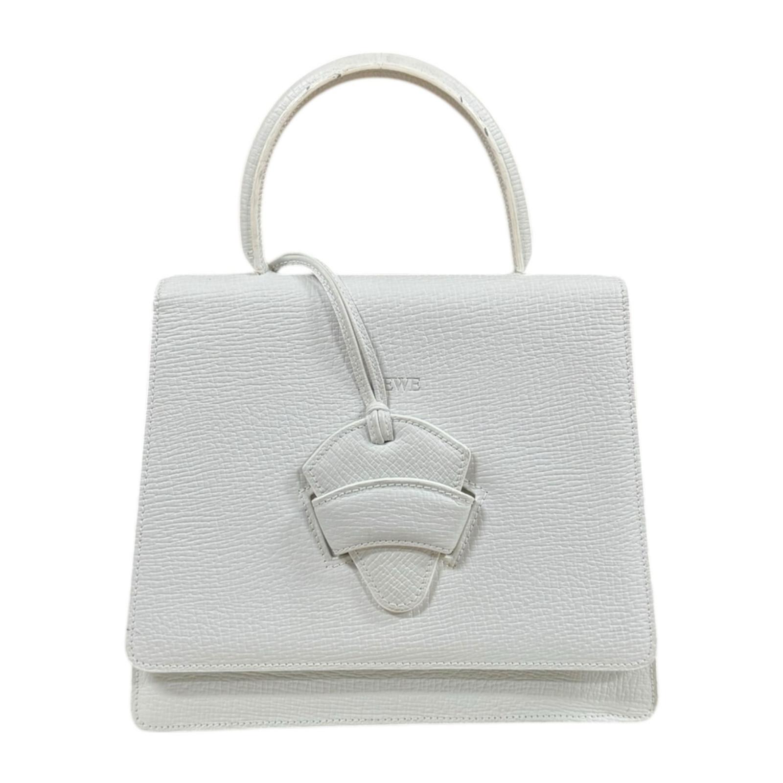 ロエベ バルセロナ ハンドバッグ ロエベ レザー ホワイト レディース LOEWE 中古