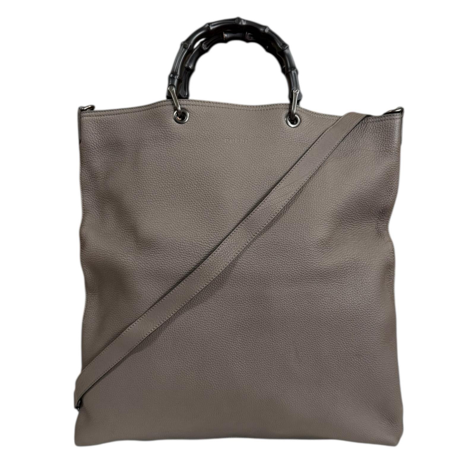 グッチ バンブー ショルダーバッグ グッチ レザー 358217 グレー ユニセックス GUCCI 中古2way｜Ｒ＆Ｋ　リサイクルキング
