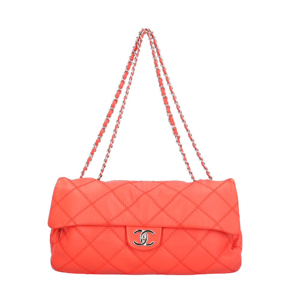 シャネル ウルトラステッチ マトラッセ ショルダーバッグ シャネル レザー A50853 レッド レディース CHANEL 中古Wチェーン