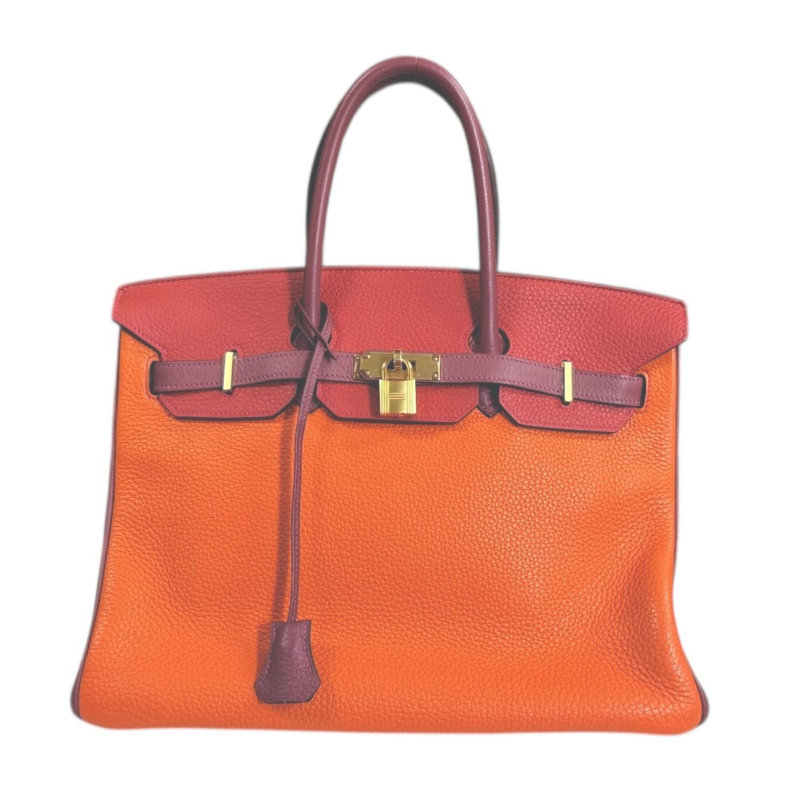 エルメス パーソナルオーダー バーキン35 ハンドバッグ エルメス トリヨンクレマンス オレンジ レディース HERMES 中古