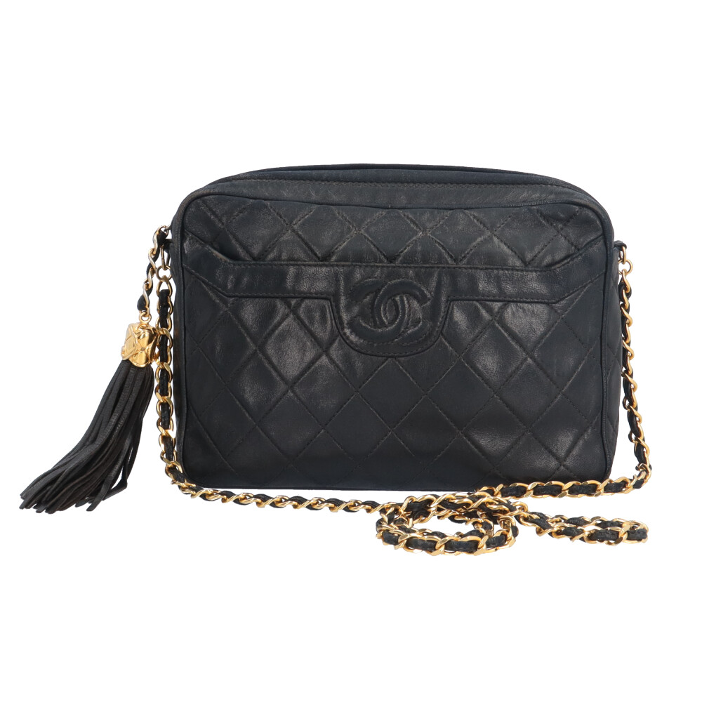 シャネル マトラッセフリンジ ココマーク ショルダーバッグ シャネル ラムスキン ブラック レディース CHANEL 中古チェーン