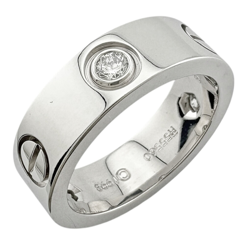 カルティエ ラブ 3P ダイヤモンド リング 指輪 カルティエ 8号 18金 ダイヤモンド レディース CARTIER 中古