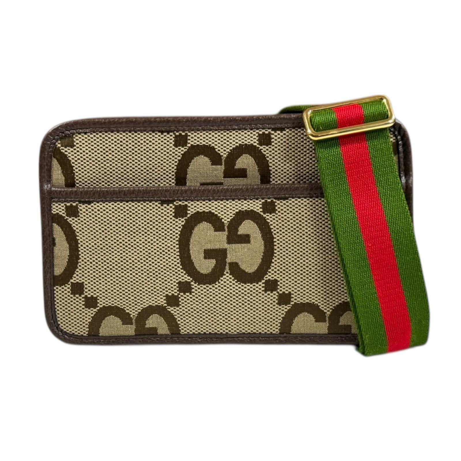 グッチ ミニ御徒面子 ジャンボGG ショルダーバッグ グッチ GG帆布 696075 ベージュ メンズ GUCCI 中古