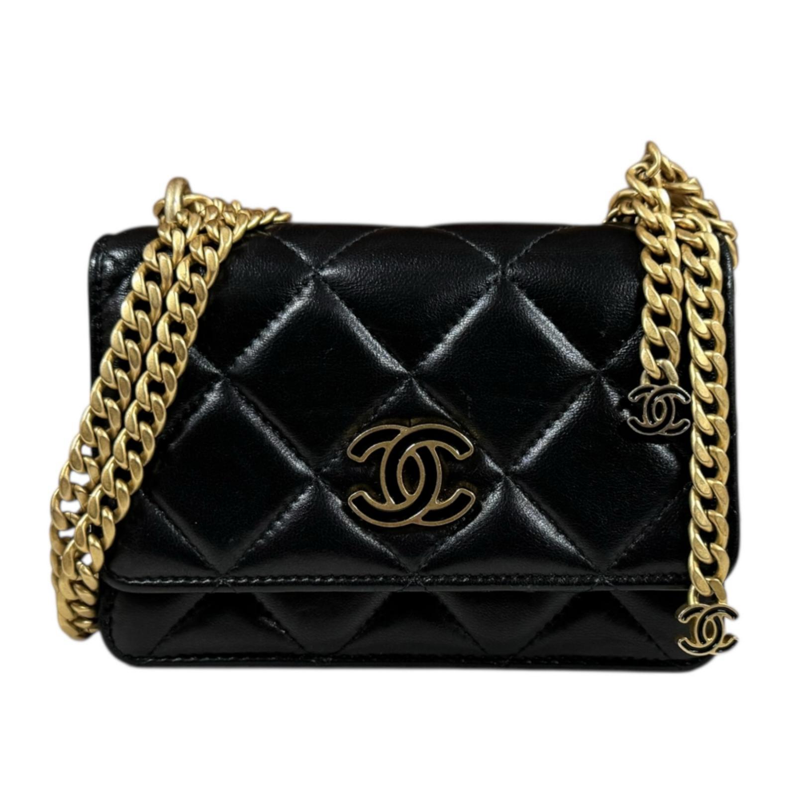 シャネル マトラッセ ショルダーバッグ シャネル ラムスキン AP2635 ブラック レディース CHANEL 中古チェーンウォレット