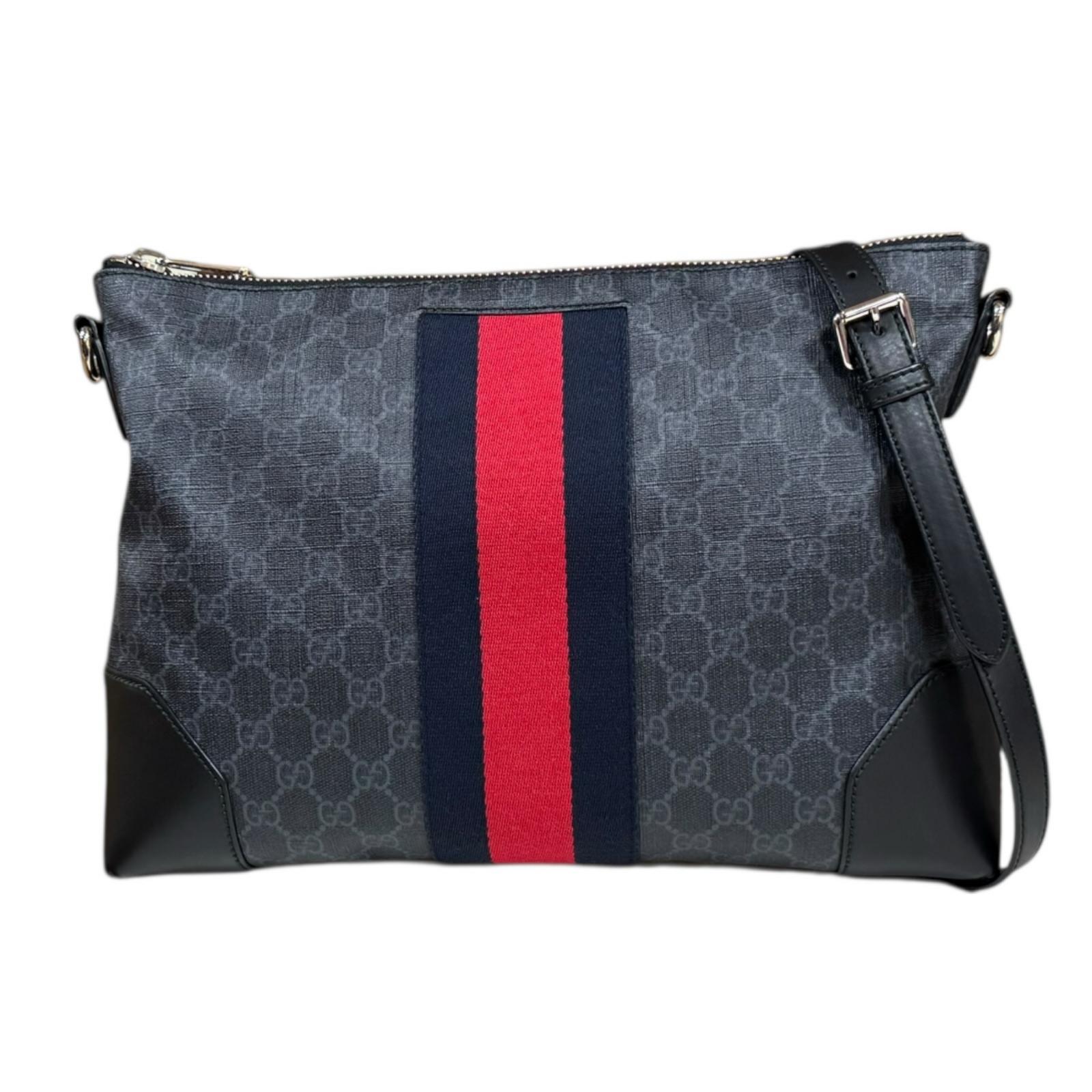 グッチ GGスプリーム シェリーライン ショルダーバッグ グッチ GGスプリームキャンバス 474139 ブラック メンズ GUCCI 中古