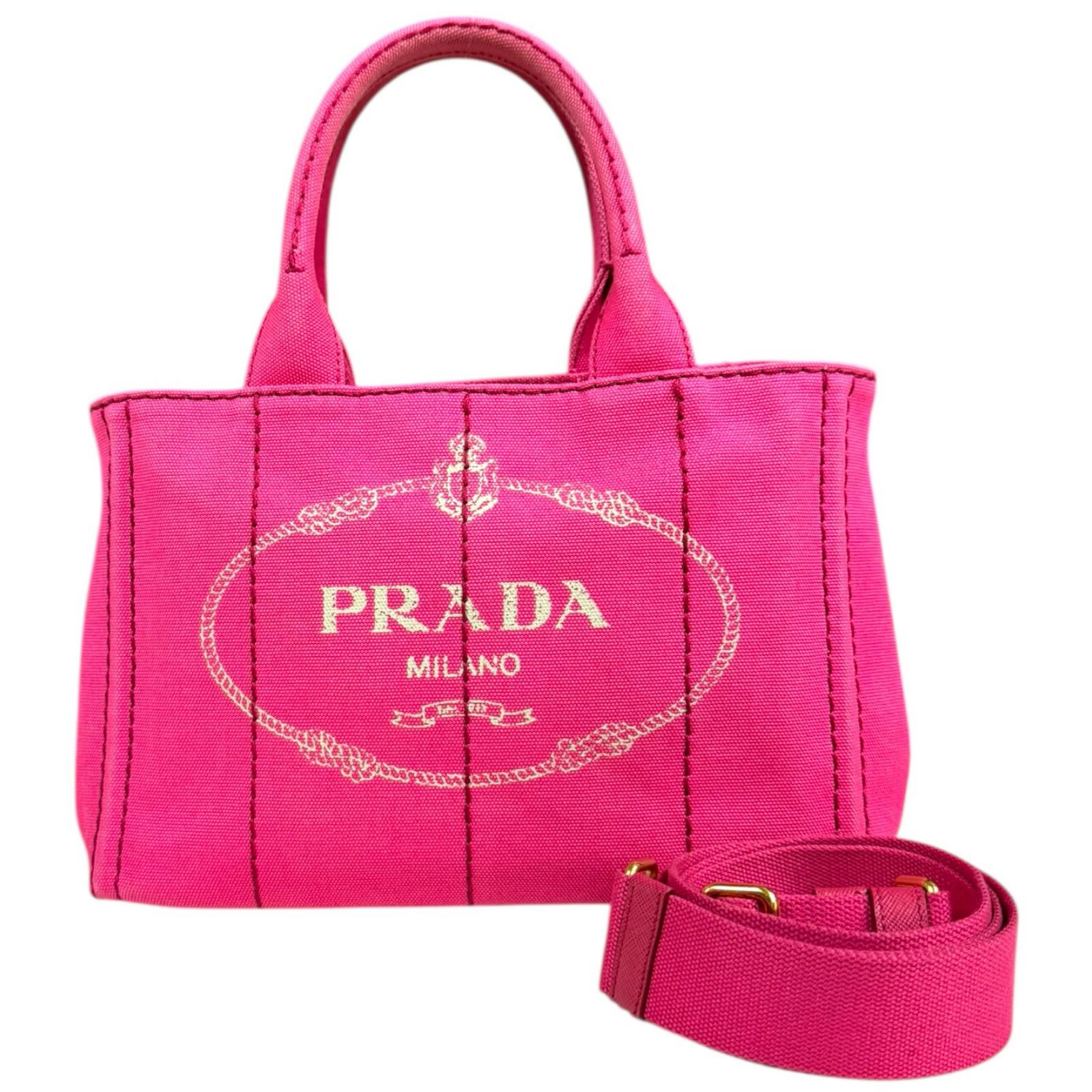 プラダ カナパトートSS ショルダーバッグ プラダ キャンバス 1BG439 ピンク レディース PRADA 中古2way
