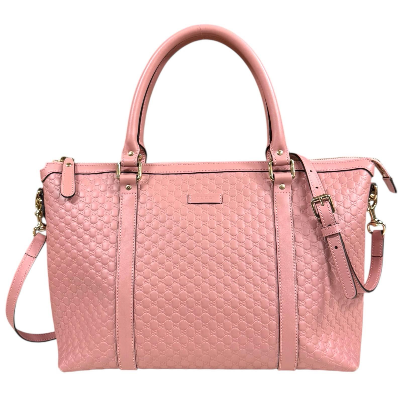 グッチ マイクログッチシマ ショルダーバッグ グッチ レザー 449655 ピンク レディース GUCCI 中古2way