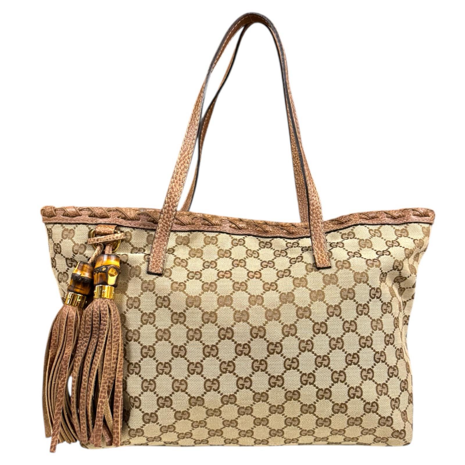 グッチ トートバッグ グッチ GGキャンバス 218780 ブラウン レディース GUCCI 中古
