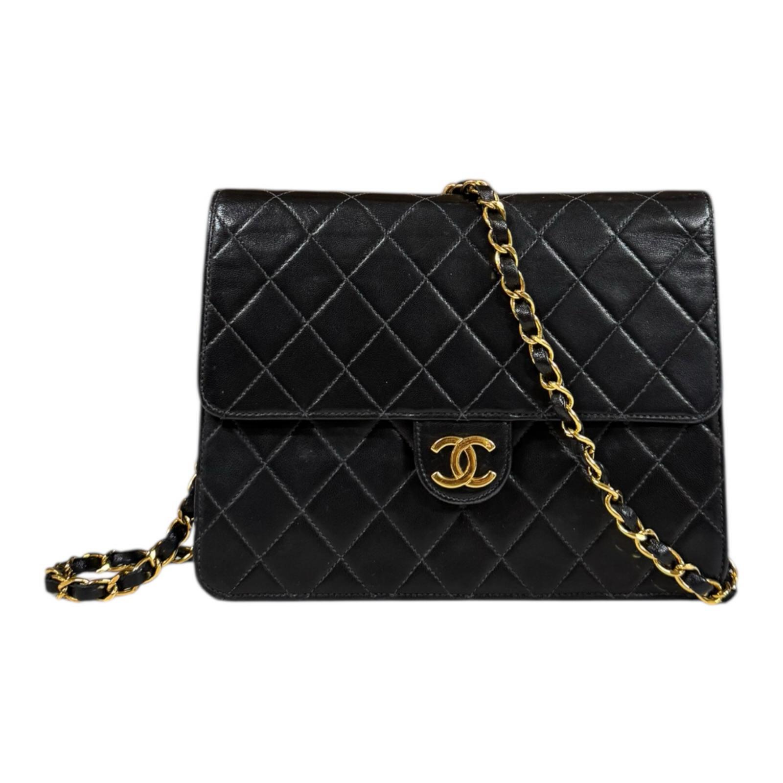 シャネル マトラッセ ショルダーバッグ シャネル ラムスキン ブラック レディース CHANEL 中古チェーン