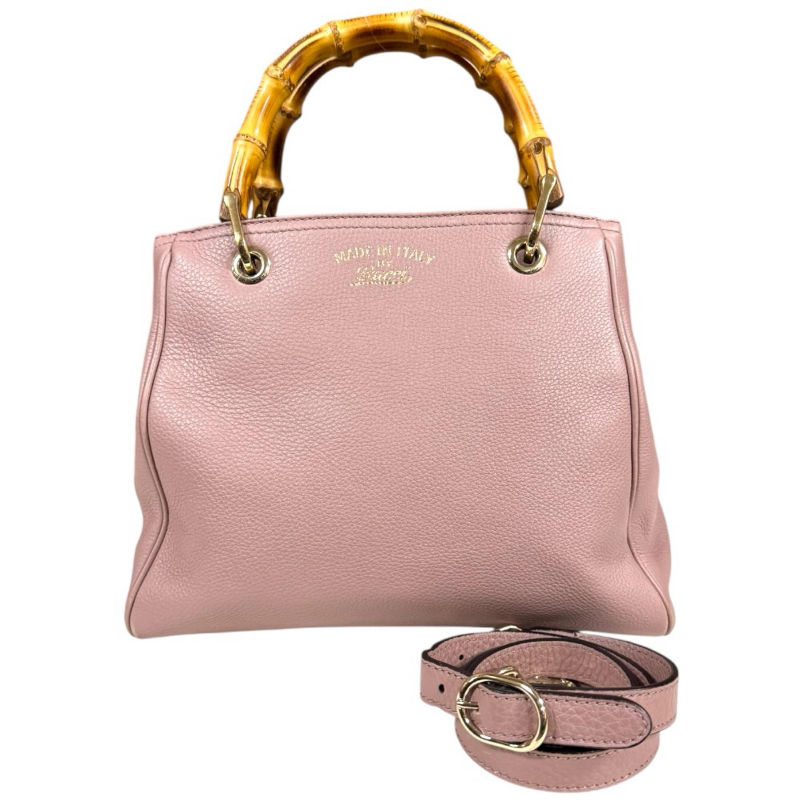 グッチ バンブー ショルダーバッグ グッチ レザー 336032 ピンク レディース GUCCI 中古2way