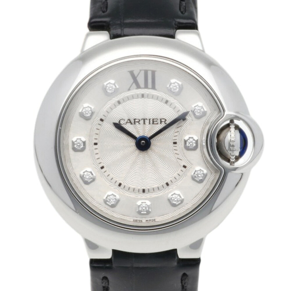 カルティエ バロンブルー 腕時計 時計 カルティエ ステンレススチール 3009 クオーツ レディース 1年保証 CARTIER 中古11Pダイヤ