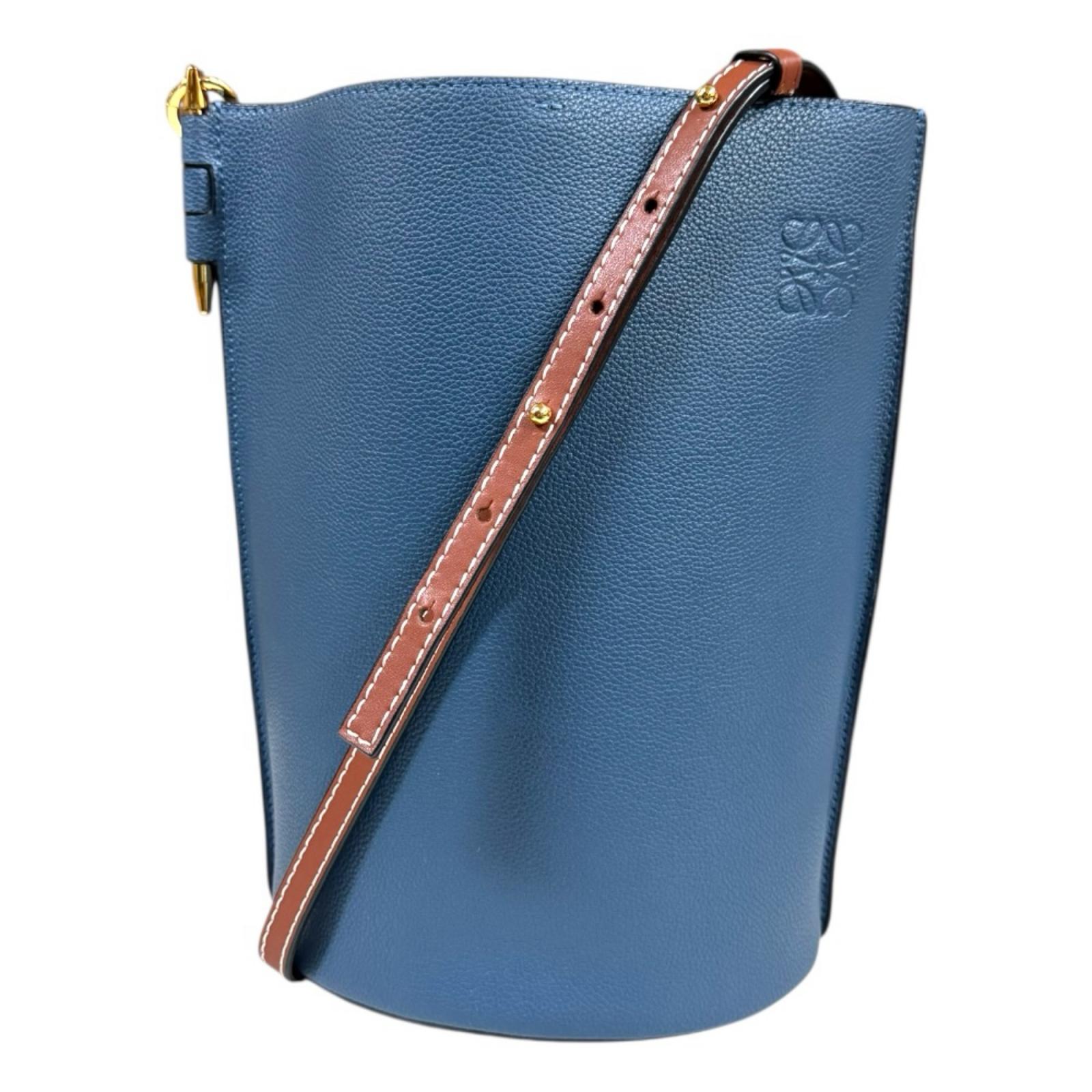 ロエベ ゲート バケットバッグ ショルダーバッグ ロエベ レザー ネイビー レディース LOEWE 中古