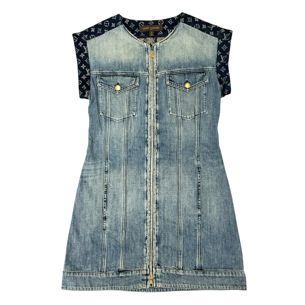 ルイヴィトン ワンピース ルイヴィトン コットン レディース LOUIS VUITTON 中古モノグラム ノースリーブ デニム ミニ