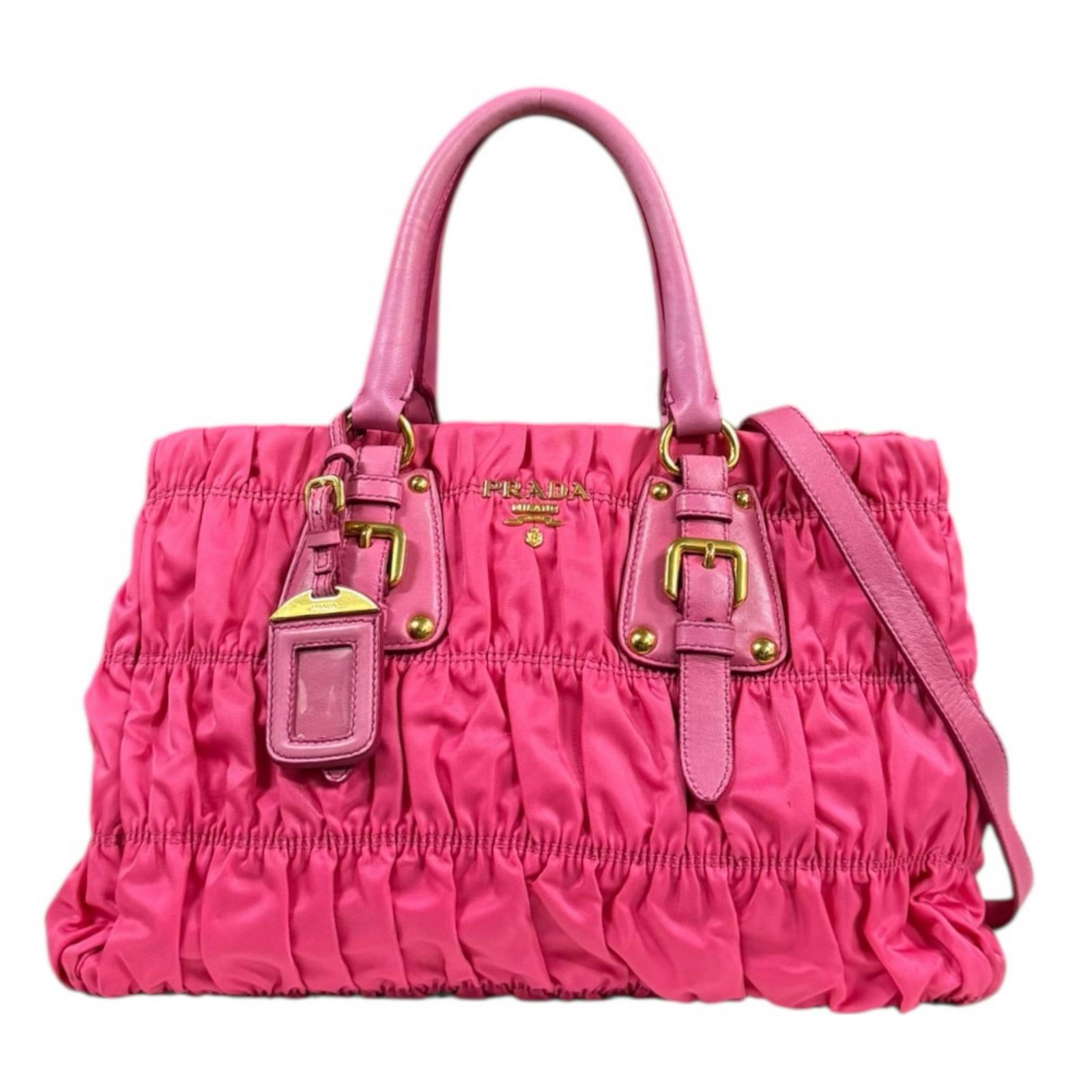 プラダ ギャザー ショルダーバッグ プラダ ナイロン BN2346 ピンク レディース PRADA 中古2way