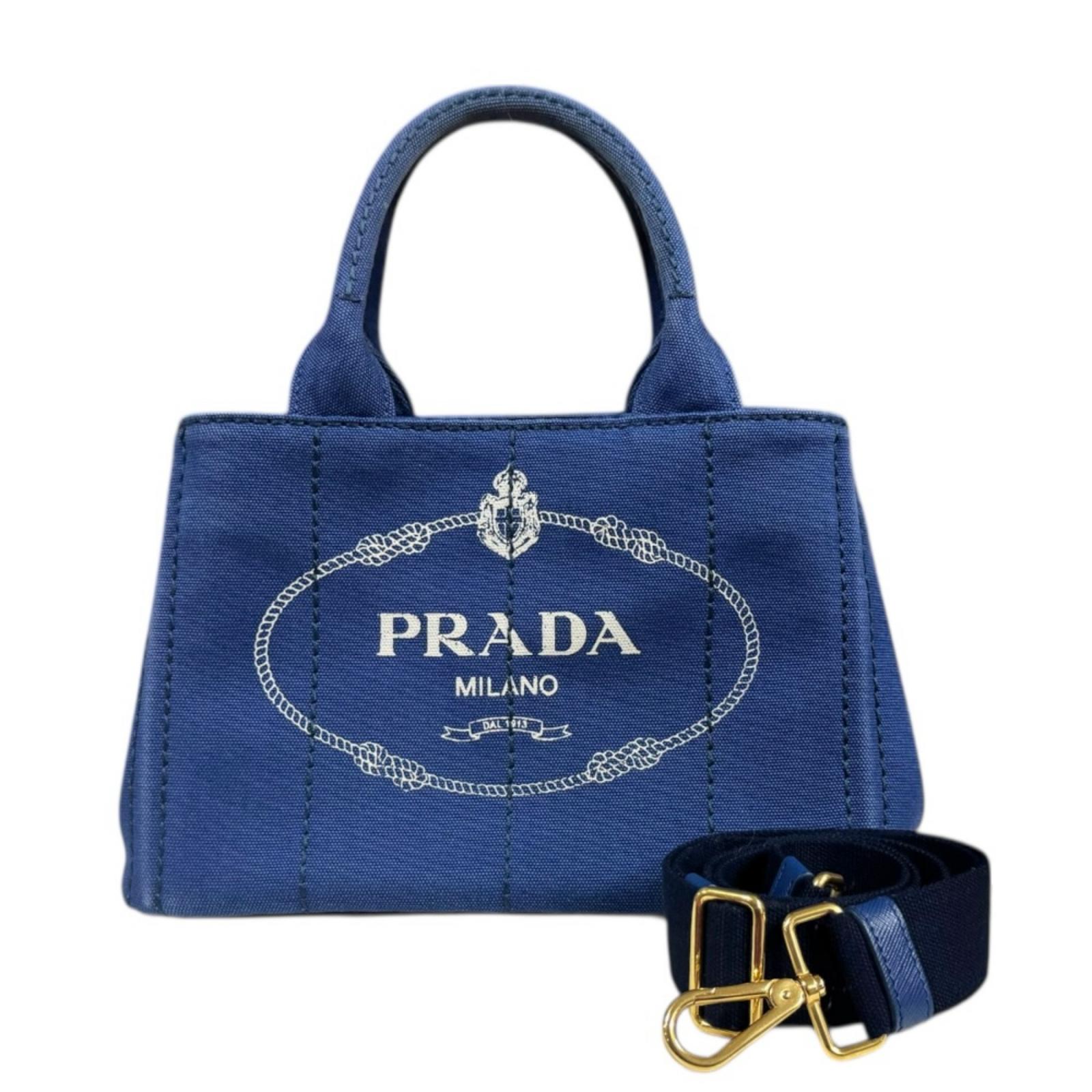 プラダ カナパトートSS ショルダーバッグ プラダ 帆布 1BG439 青み レディース PRADA 中古2way
