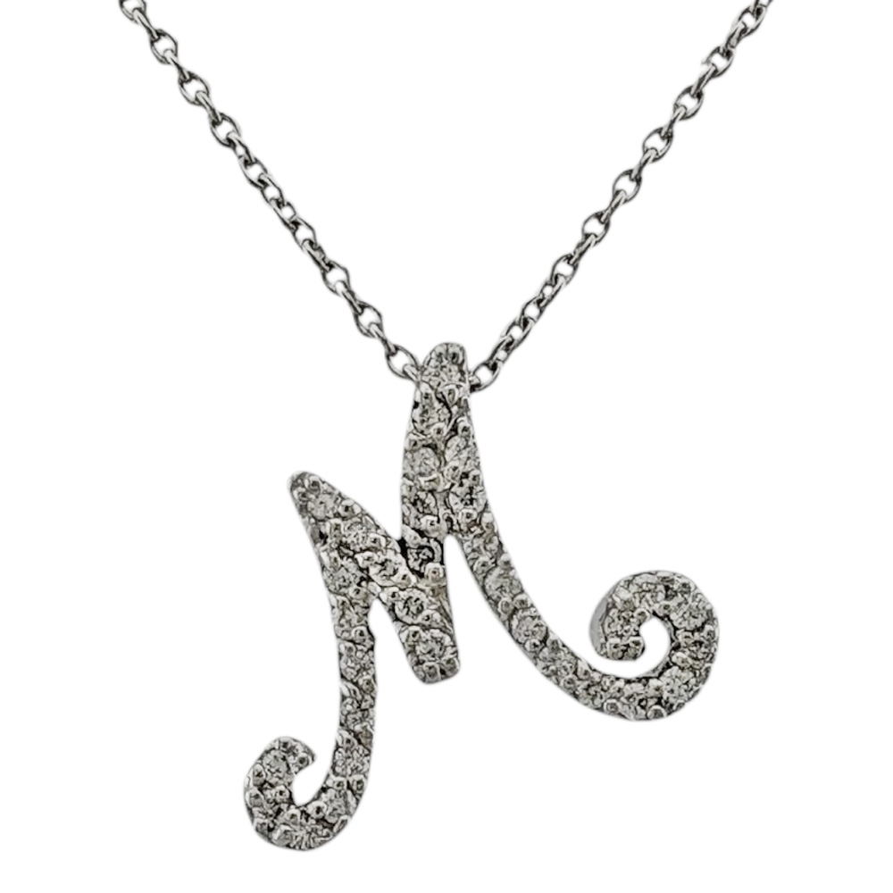 ポンテヴェキオ ネックレス ポンテヴェキオ 18金 ダイヤモンド 0.17ct レディース Ponte Vecchio 中古イニシャル『M』