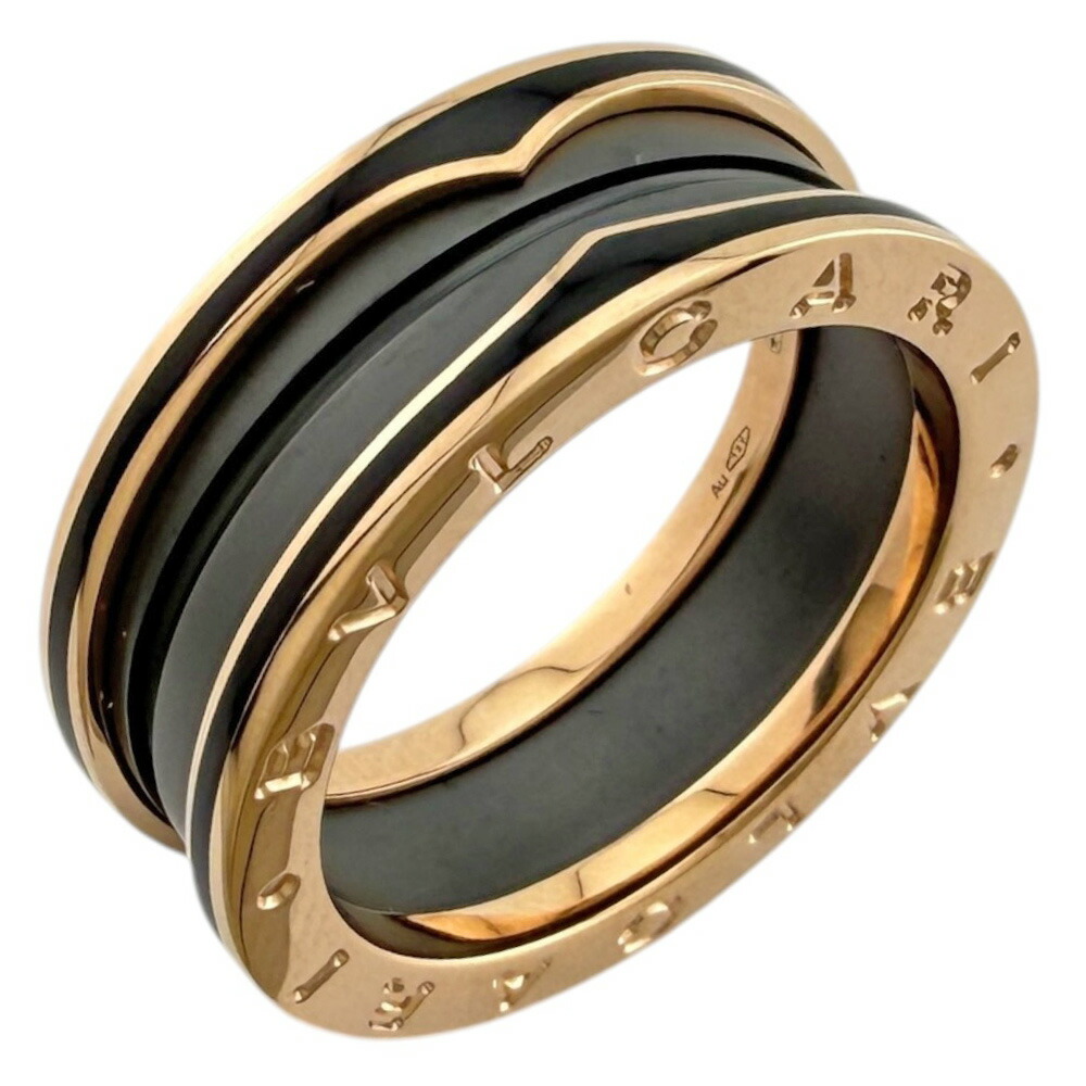 ブルガリ B-zero.1 ビーゼロワン 2バンド リング 指輪 ブルガリ 17.5号 18金 メンズ BVLGARI 中古ブラックマットセラミック