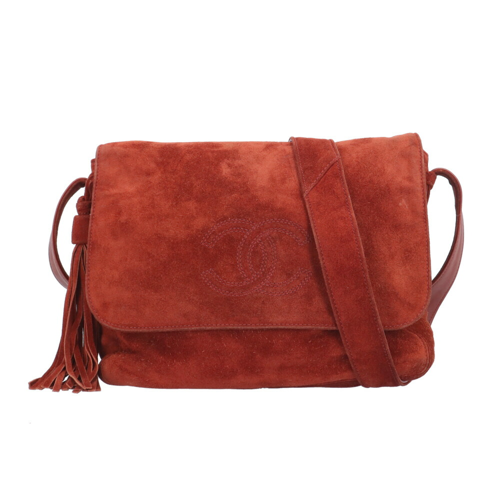 シャネル ショルダーバッグ シャネル バッグ スウェード レッド レディース CHANEL 中古タッセル