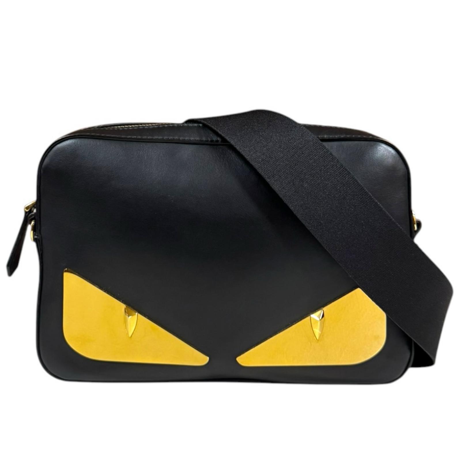 フェンディ バッグバグズ ショルダーバッグ フェンディ 御徒面子  なめし革 7M0286 黒いこと メンズ FENDI 中古