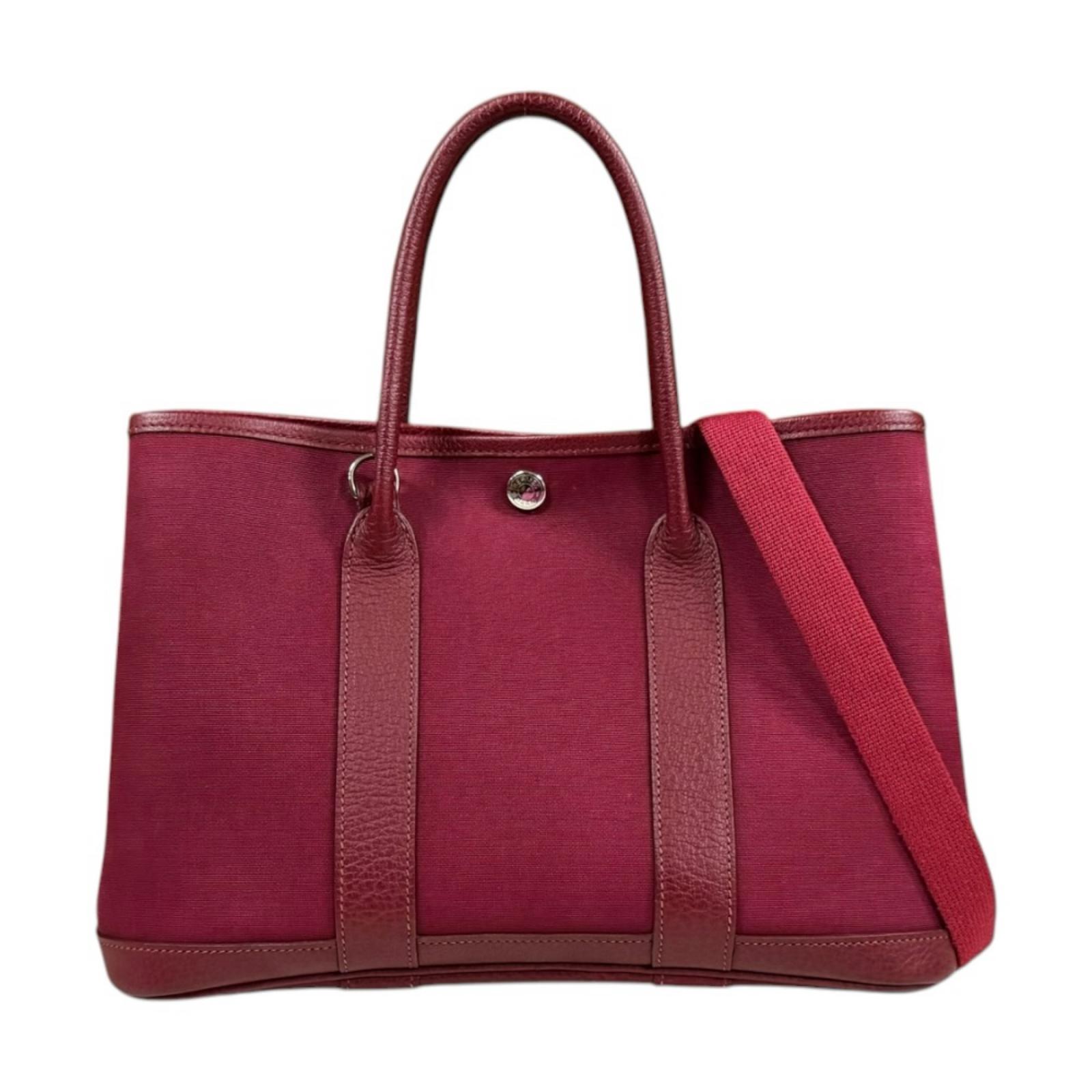 エルメス ガーデンパーティTPM トートバッグ エルメス バッグ トワルオフィシエ レッド レディース HERMES 中古2way｜Ｒ＆Ｋ　リサイクルキング