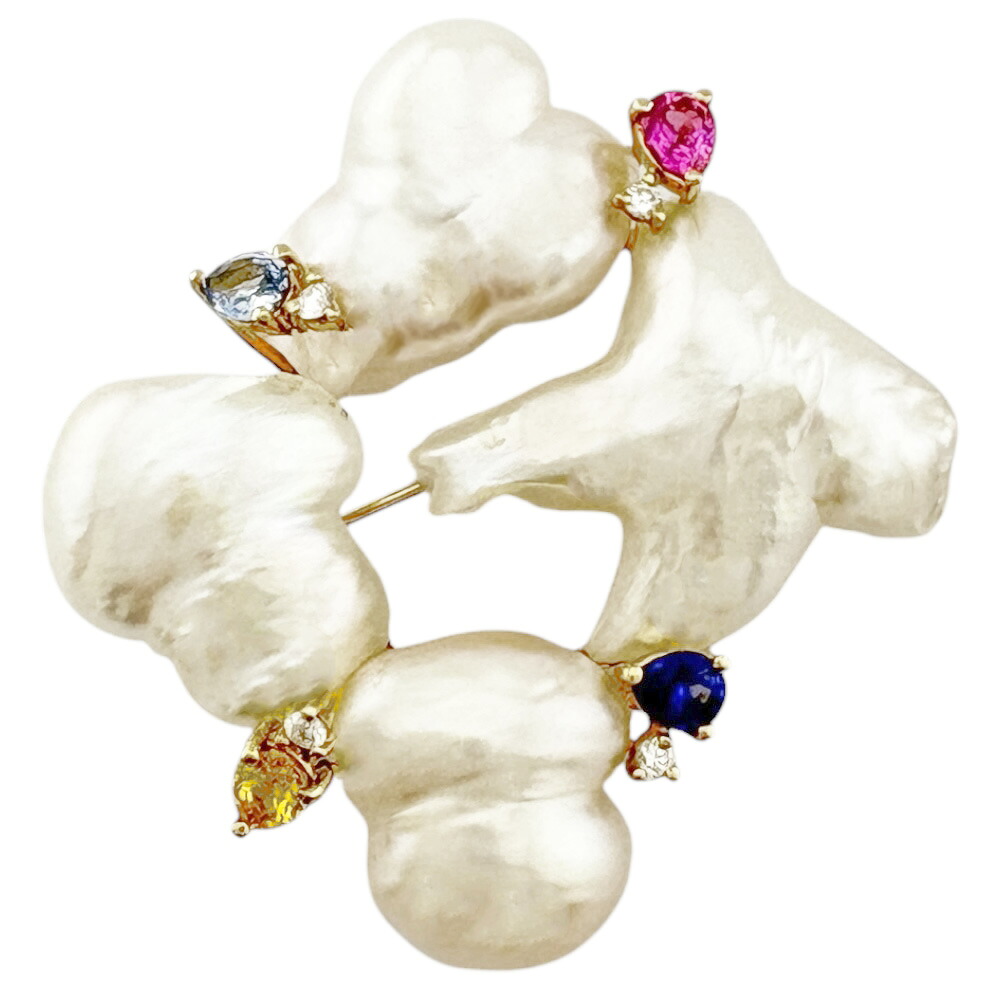【30%OFF 7/4~7/25】 2WAY ブローチ 18金 K18イエローゴールド パール ダイヤモンド 0.10ct レディース 中古2WAY|R&K リサイクルキング