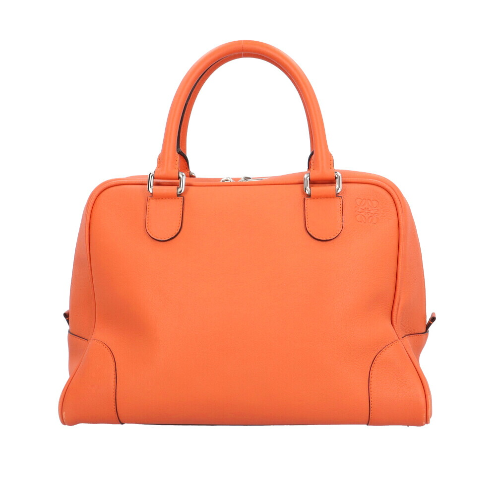 ロエベ アマソナ75 ラージ  ハンドバック ロエベ 御徒面子  なめし革 オレンジ色 レディース LOEWE 中古
