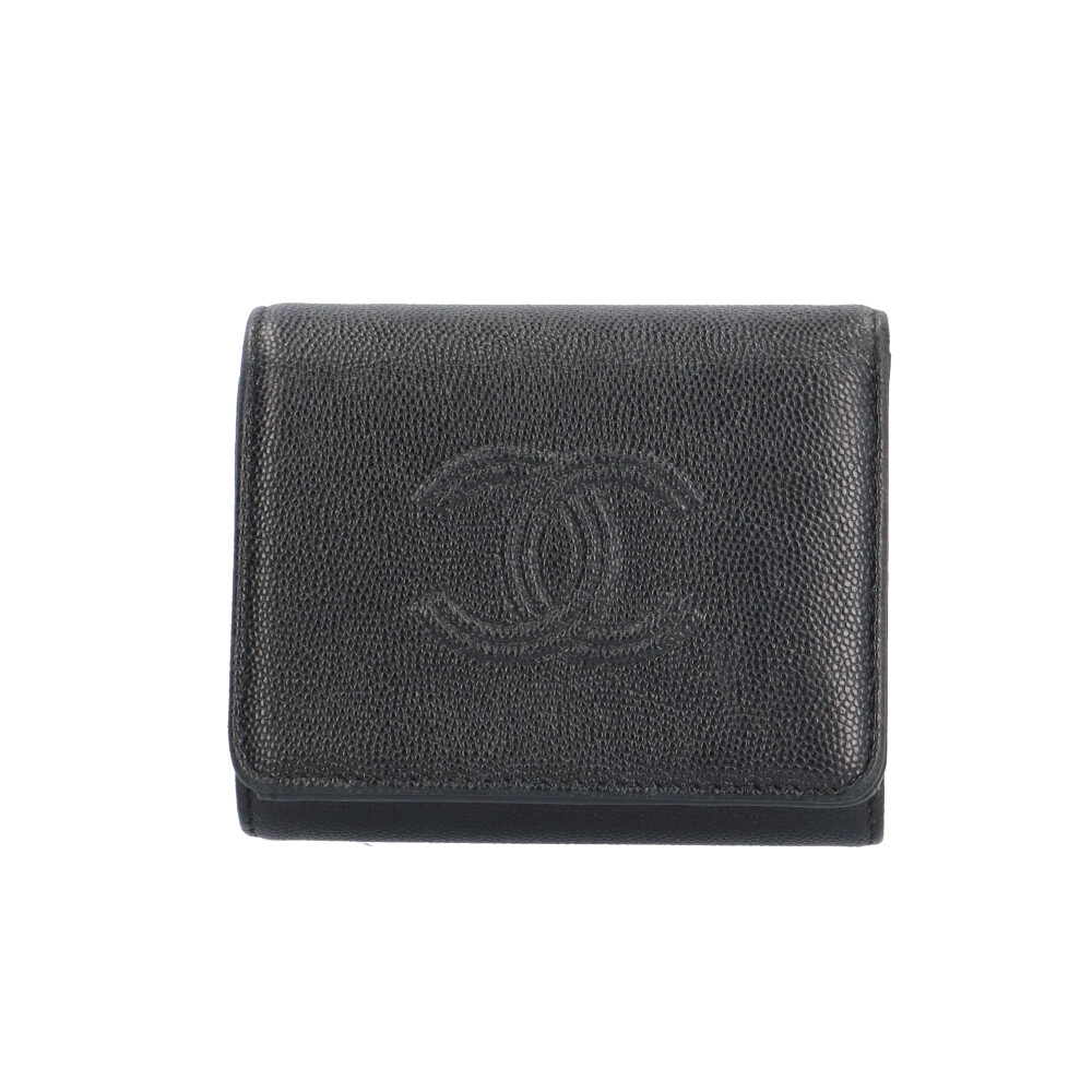 シャネル ココマーク 三つ折り札入れ シャネル  キャビア素はだ レディース CHANEL 中古