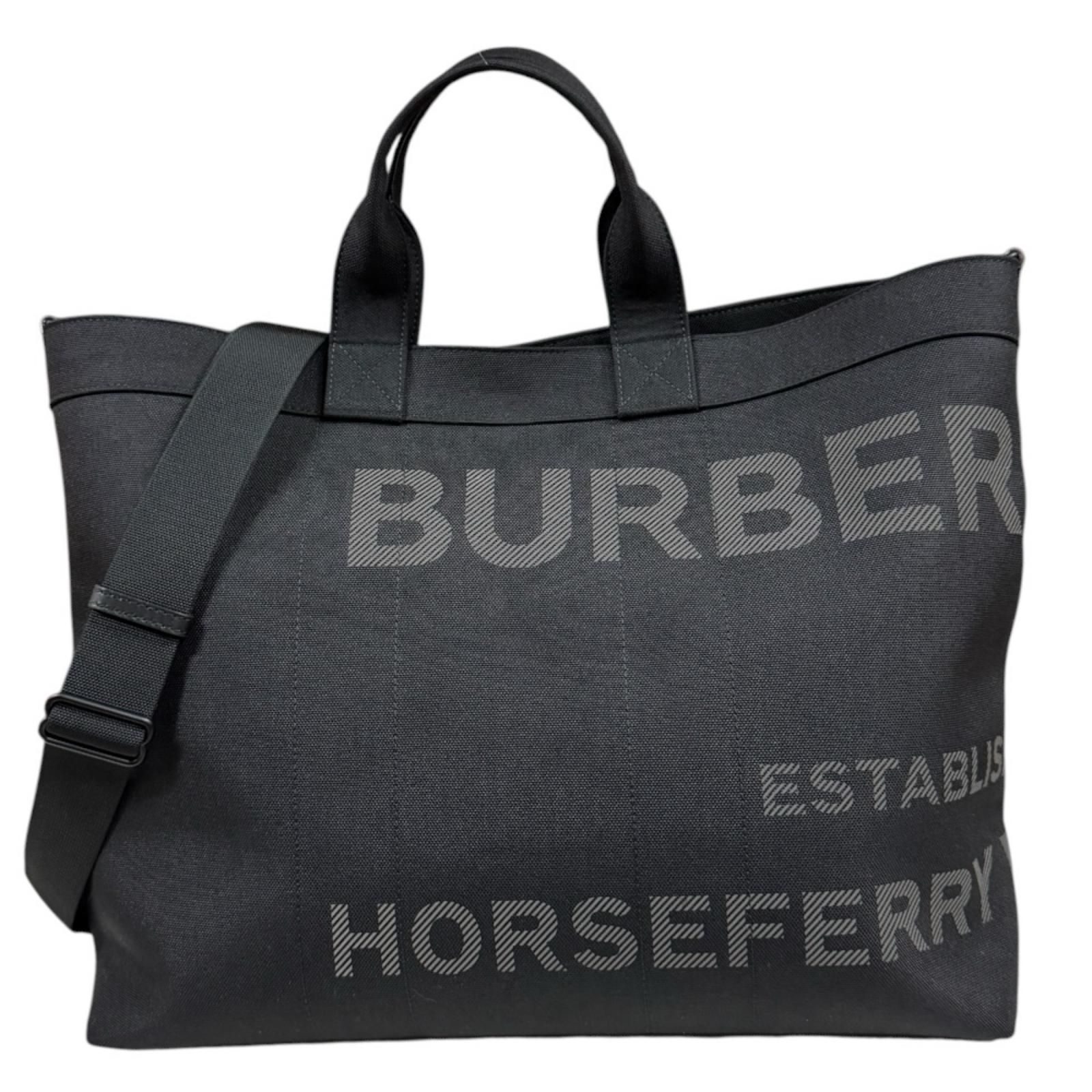 バーバリー ホースフェリープリントトートバッグ ショルダーバッグ バーバリー バッグ キャンバス 8058202 ブラック メンズ BURBERRY 中古2way|R&K リサイクルキング