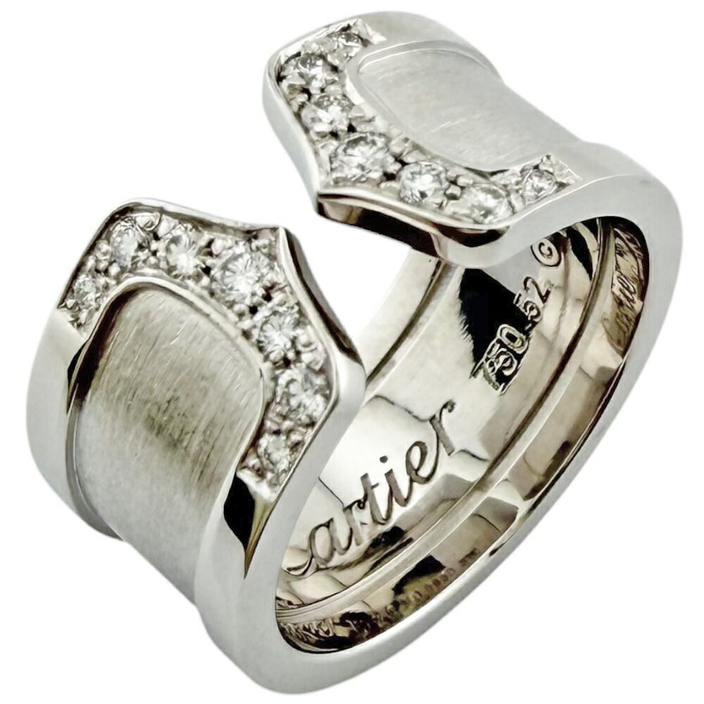カルティエ C2ワイド リング 指輪 カルティエ 12号 18金 K18ホワイトゴールド ダイヤモンド 52ct レディース CARTIER 中古｜Ｒ＆Ｋ　リサイクルキング
