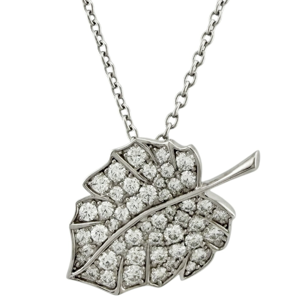 ミキモト ネックレス ミキモト 18金 K18ホワイトゴールド ダイヤモンド 0.83ct レディース MIKIMOTO 中古ブローチ 2way リーフ｜Ｒ＆Ｋ　リサイクルキング