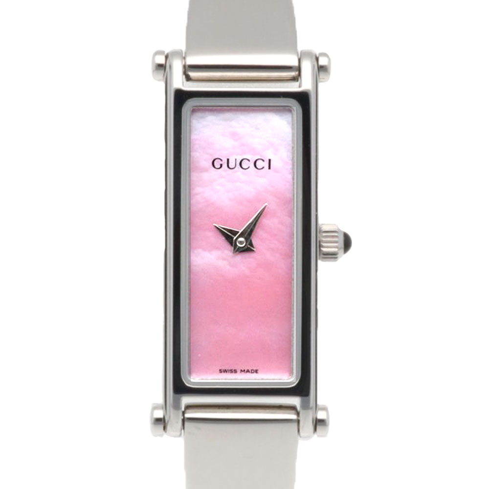 グッチ 腕時計 時計 グッチ ステンレススチール 1500L クオーツ 磨き直し済 レディース 1年保証 GUCCI 中古ピンクシェル｜Ｒ＆Ｋ　リサイクルキング