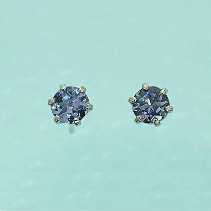 Pt900 タンザナイトピアス （4mm 6本爪） 自慢のプラチナ台！ 12月 誕生石 タンザナイト タンザ ピアス｜パール＆ジュエリー タケイチ 13,860円