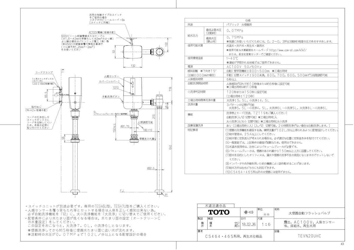 Tkf Wg0 住宅設備機器大便器自動フラッシュバルブ 露出 Ac100v 人体センサー有 床給水 再生水用 トイレ用設備 Tevnuhc その他tkfront Toto