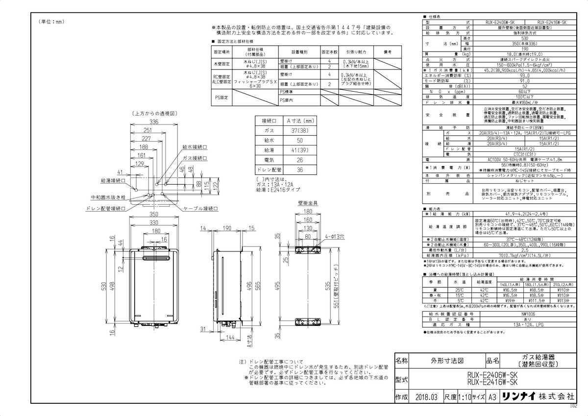 100 本物保証 楽天市場 Rux E2406w Sk Tkf リンナイ 給湯専用ガス給湯器 24号 屋外壁掛型 エコジョーズ Wa0 住宅設備機器 Tkfront 人気no 1 本体 Filmfederation In
