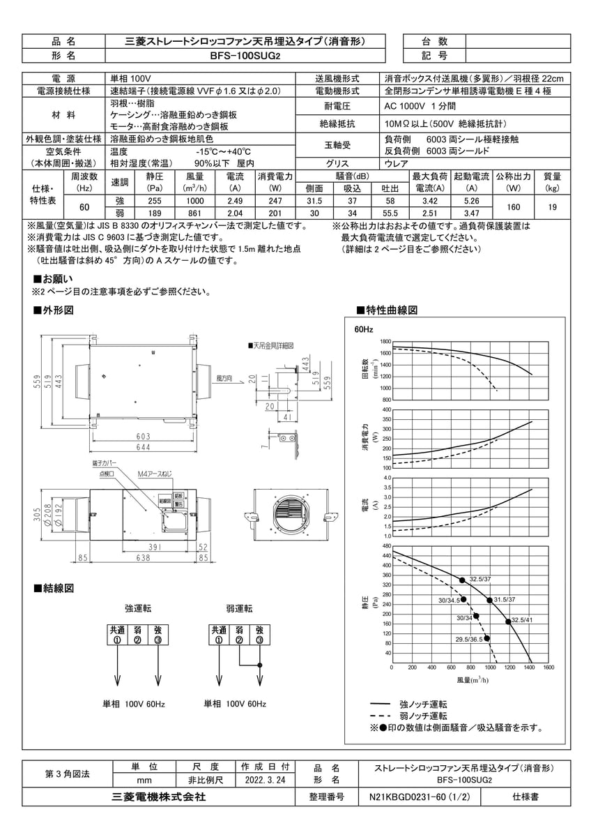 売れ筋ランキング 《TKF》 三菱電機 ストレートシロッコファン 給気