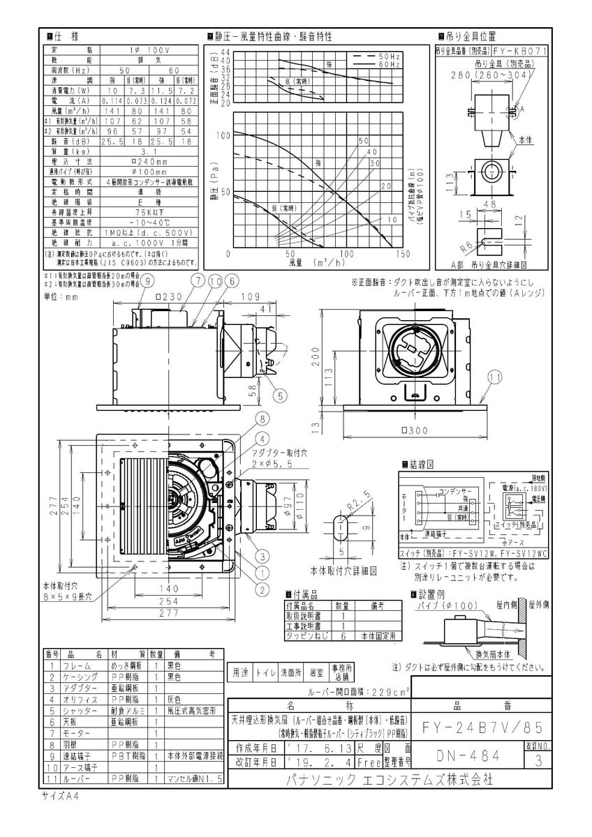 お洒落 《TKF》 パナソニック 天埋換気扇 本体 ルーバーセット ωβ0 ad