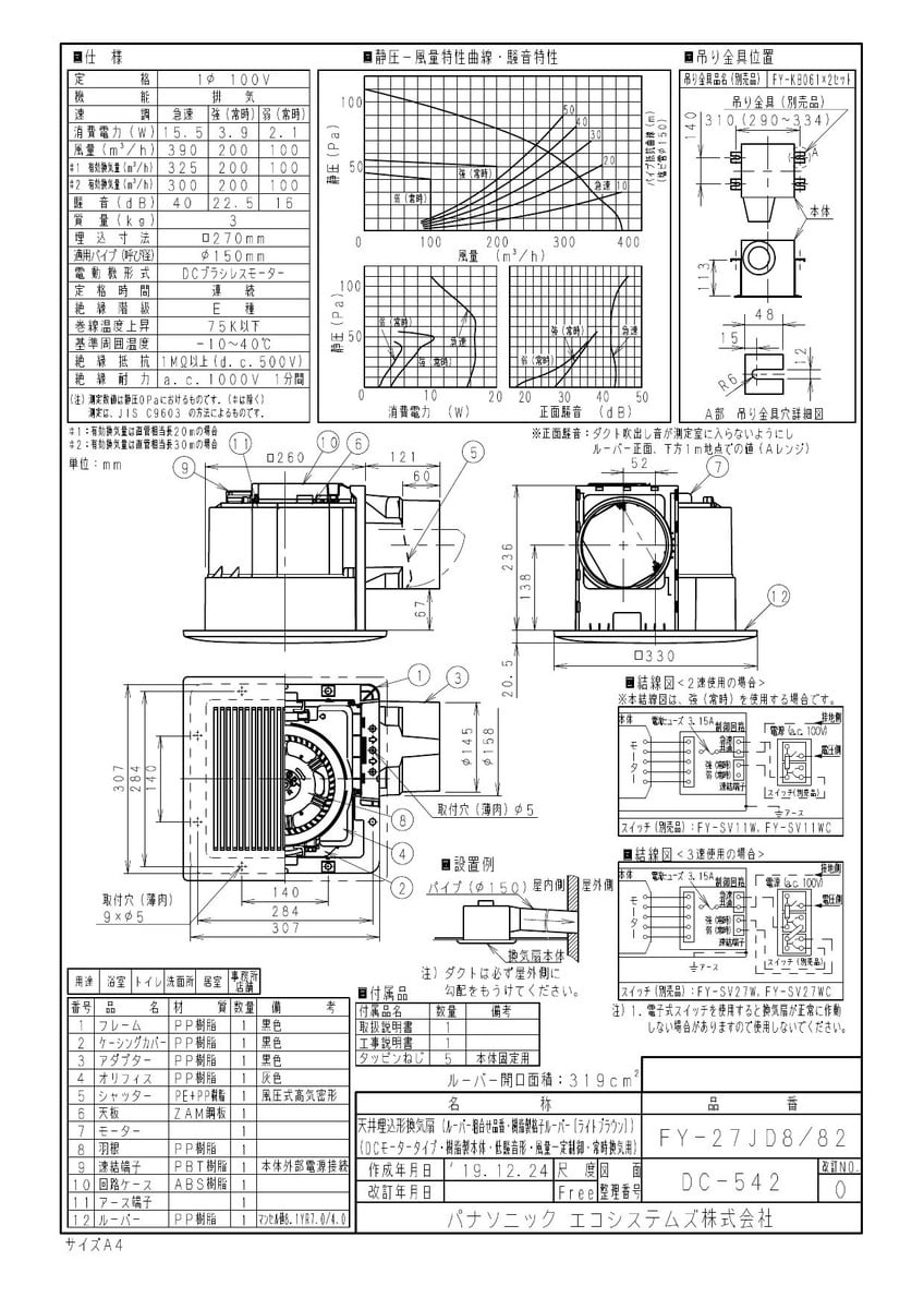 お洒落 《TKF》 パナソニック 天埋換気扇 本体 ルーバーセット ωβ0 ad