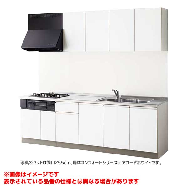 ラクエラ シンシア I型 間口165cm 開き扉 食洗機無 TUシンク 2口コンロ