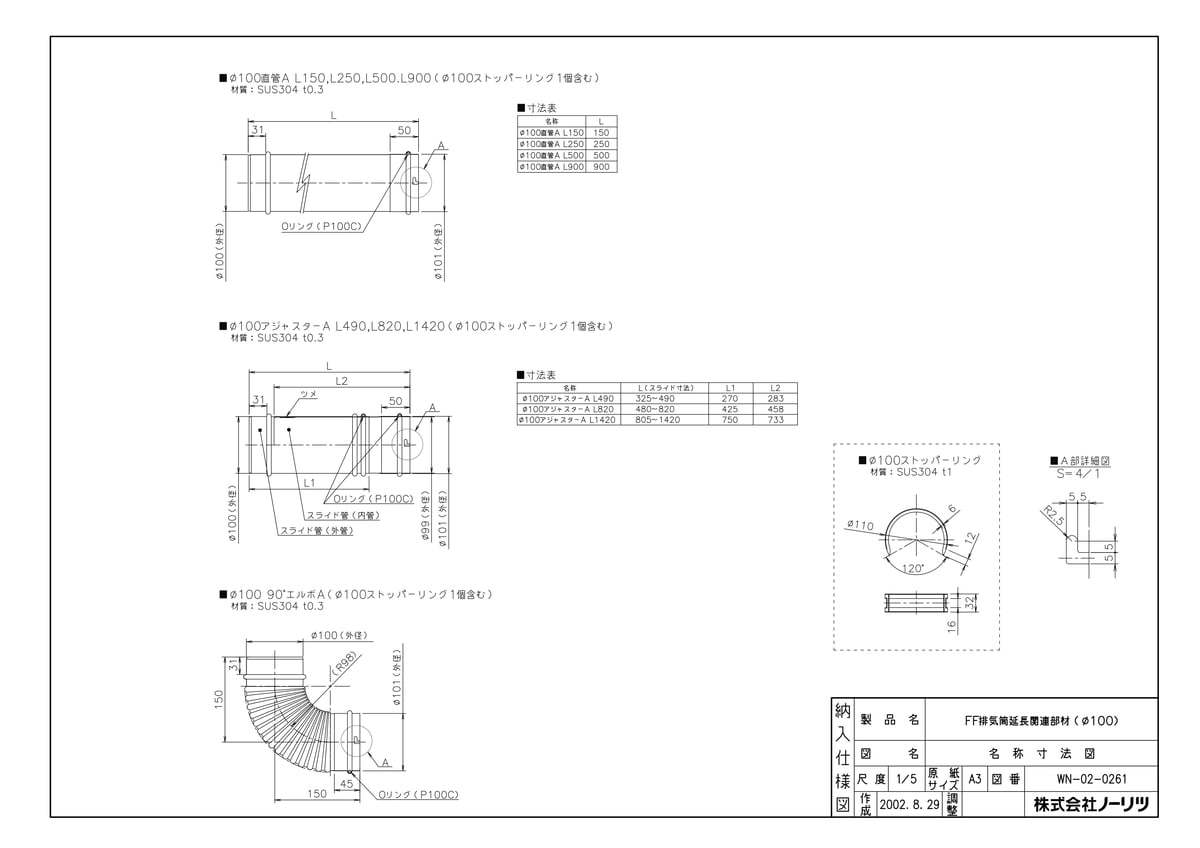 Φ100直管A L150