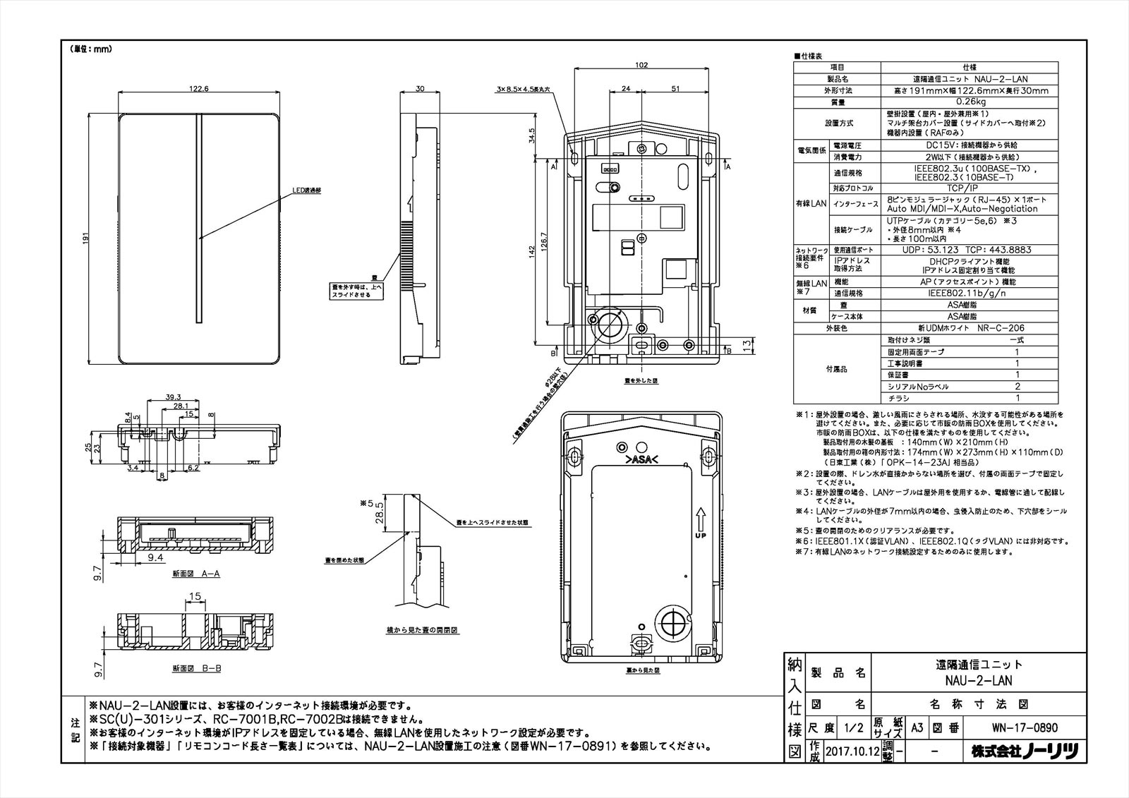 遠隔通信ユニットNAU-2-LAN