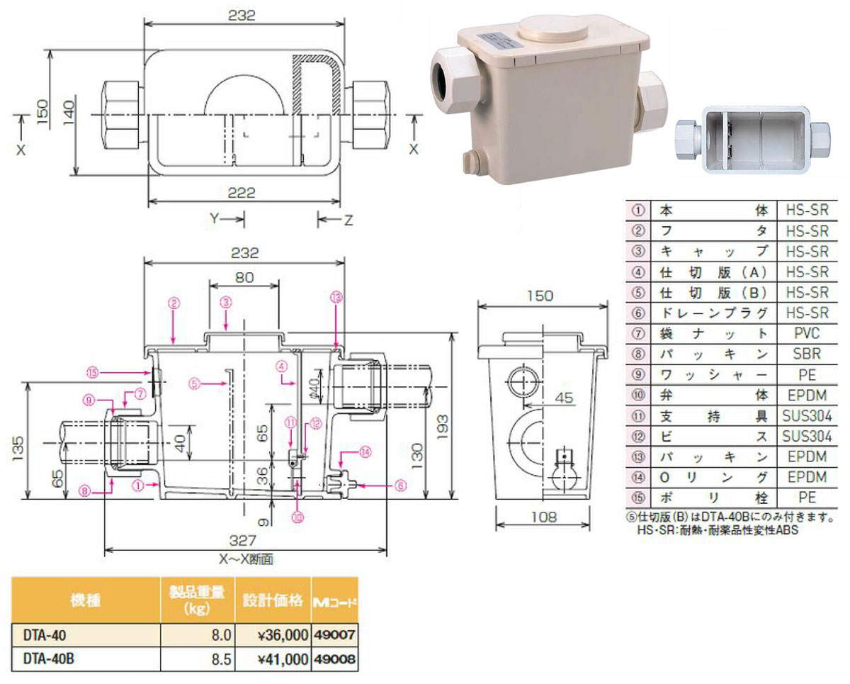 【DTA-40】 《TKF》 マエザワ グリーストラップ 空調用ドレントラップ DTA ωε1